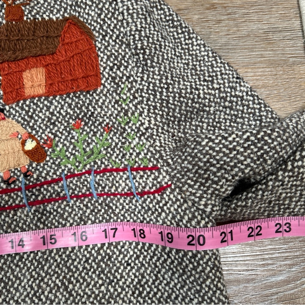 VTG Folk Art Embroidered Woven Wool Blazer Jacket By Frog a la Peche Designer - Picture 14 of 16